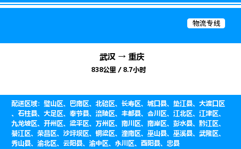 武漢到重慶物流專(zhuān)線(xiàn)-武漢至重慶貨運(yùn)公司